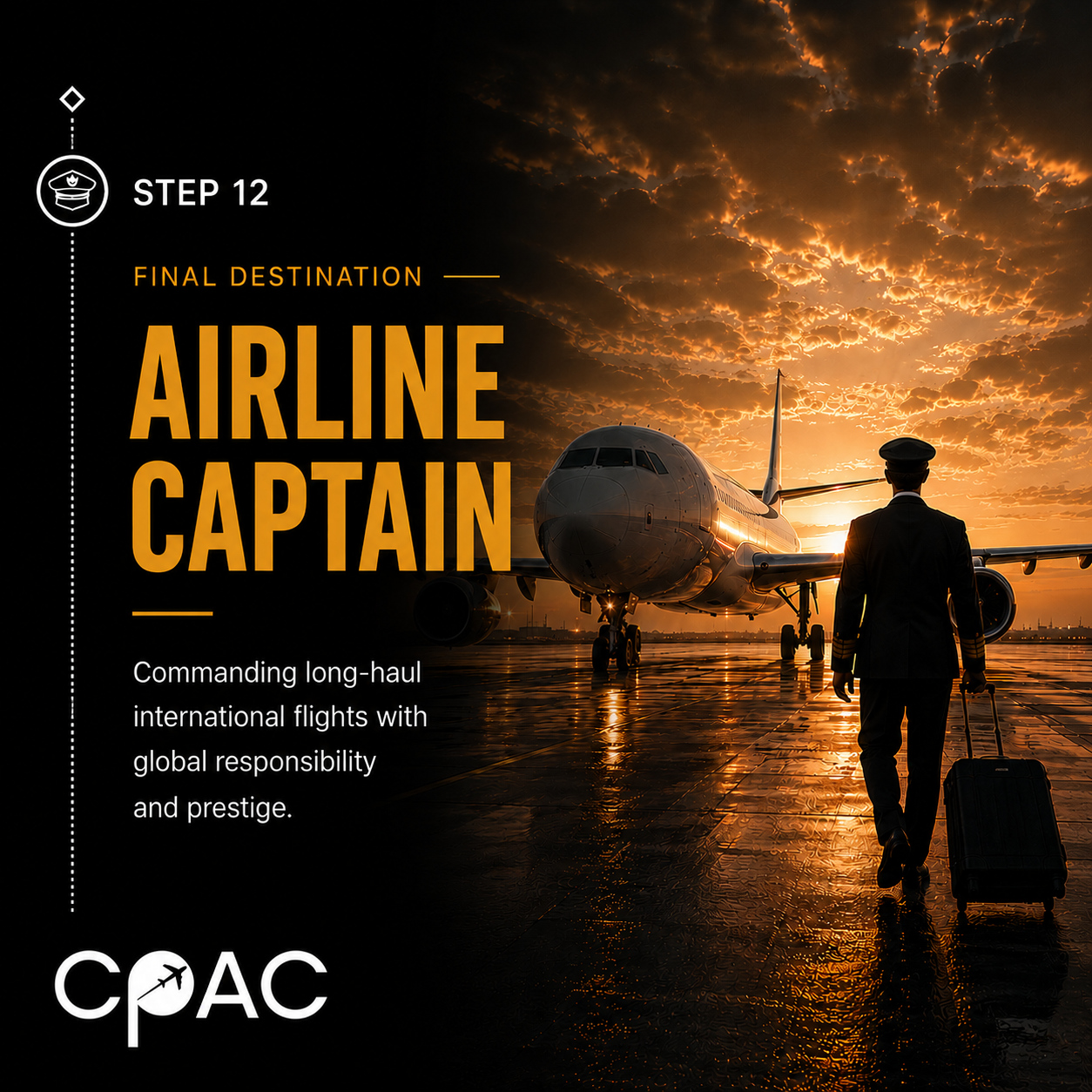 Step 12 airline captain final destination in pilot career roadmap