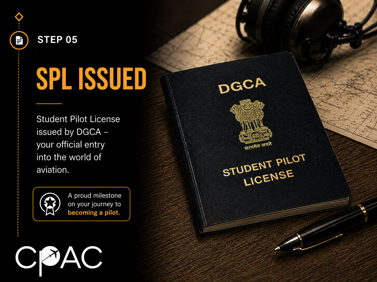 Step 5 Student Pilot Licence issued during CPL roadmap in India
