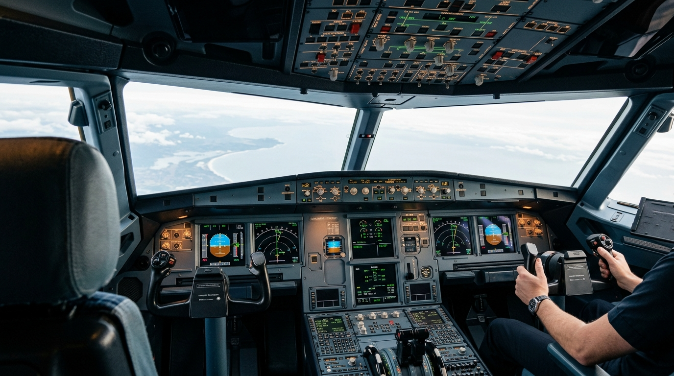 Cockpit view representing CPL roadmap and pilot career planning